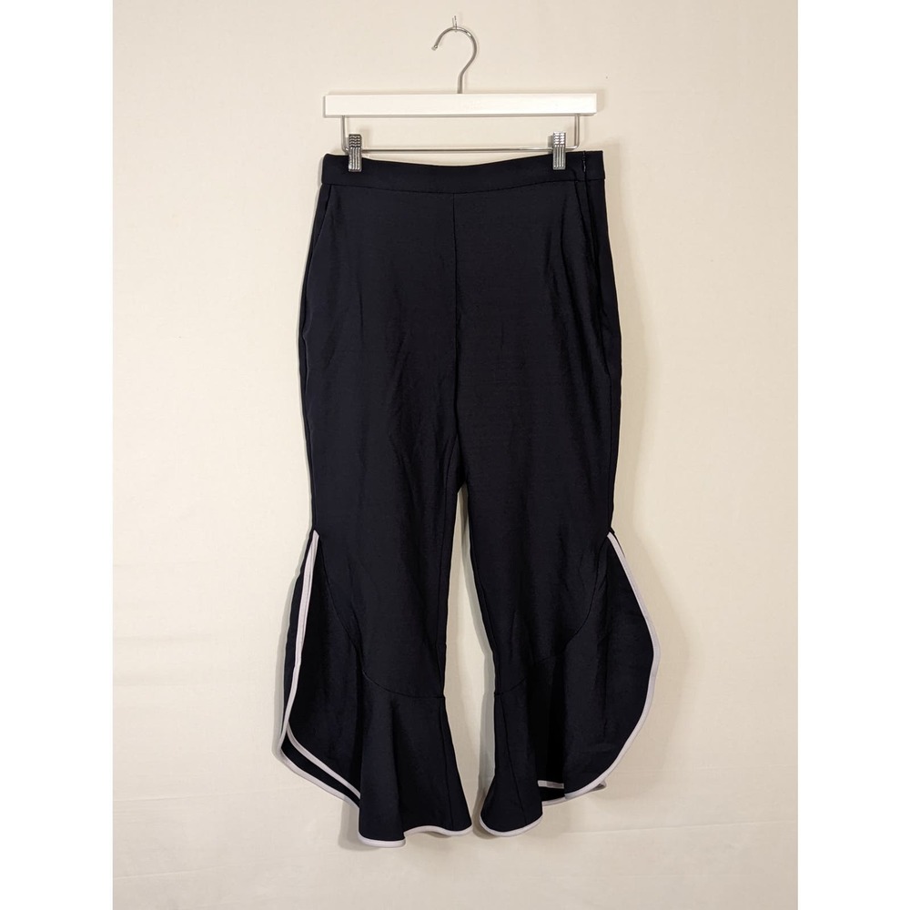 zara basic collection bell bottom ruffle slacks trouser dress pants womens large